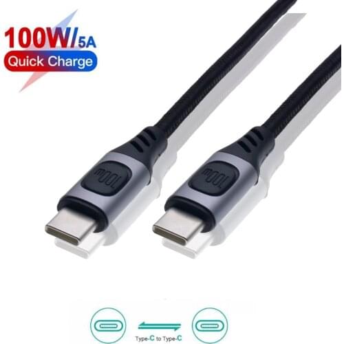 USB C To USB Type C 100W PD 5A E Mark Fast Charging Nylon Braided Cord Compatible MacBook Pro iPad