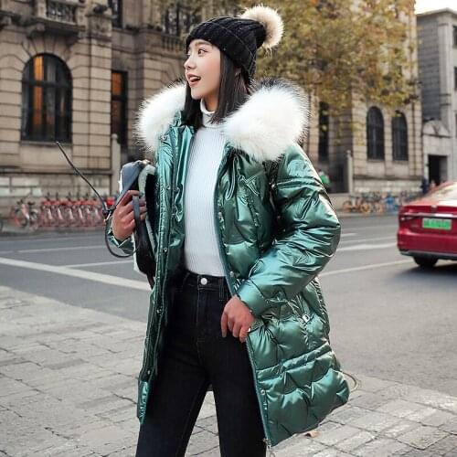 2021 New Arrival Fashion Winter Coat Jacket Womens Hooded Warm Parkas High Quality Glossy Female Long Winter Collection Jacket