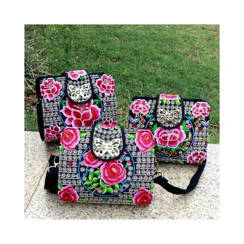 New coming floral embroidery small national shopping handbags!Hot bohemian prints women zipper&hasp bag Versatile canvas Carrier