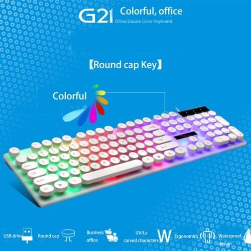 Office Gaming Keyboard with LED Backlit,104-Key Vintage Typewriter- Steampunk USB Wired Round/Square Keyboard For PC,Latop