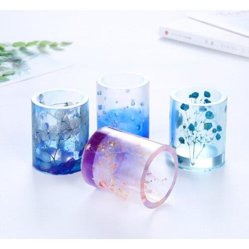 Crystal Epoxy DIY Handmade Pen Holder Silicone Mould Clear Flower Pot Moulds CLH@8