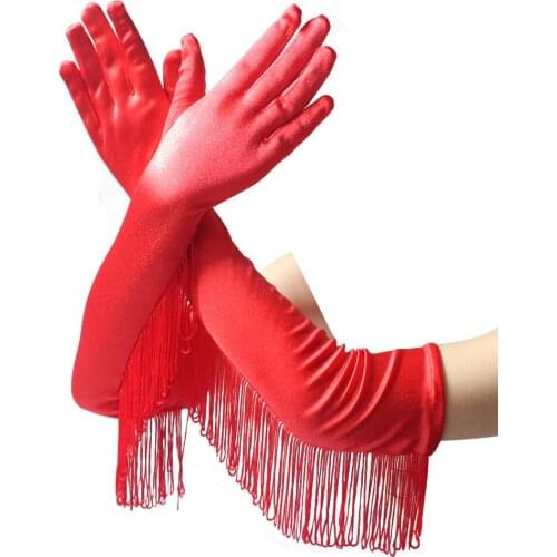 49cm Sexy Long Finger Gloves Women Lady Latin Gloves Tassel Drama Dance Show Party Supplies