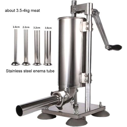 4L Manual Sausage Syringe Stainless Steel Sausage Filler Kitchen Meat Stuffing Preparation Salami Making Sausage Maker