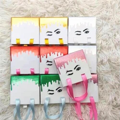 Custom Ribbon Eyelash Boxes Packaging With Logo Wholesale Customize Your Logo Beaty Makeup Package Box for False Eyelashes