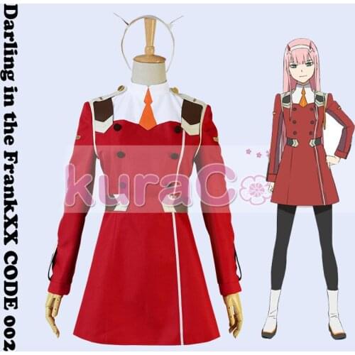 [STOCK]+Wig Anime Darling in The Franxx CODE 002 Figure ZERO TWO Uniform Halloween Cosplay Costume For Women NEW 2018