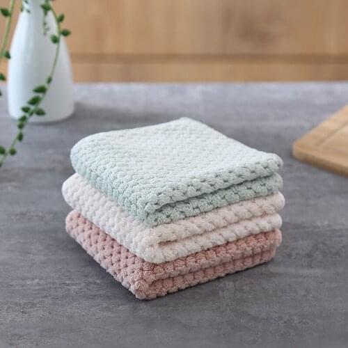 1 Pc Absorbent Car Clean Coral Fleece Cloth Sink Wipe Non Stick Oil Cleaning Rags Double Dish Cloth Hand Towel Car Accessories