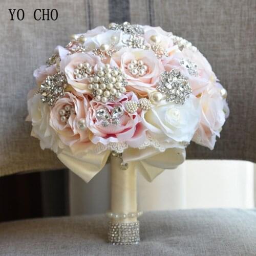 YO CHO Wedding Bouquet Flowers Marriage Accessories Small Bridal Bouquets Silk Roses Wedding Bouquet for Bridesmaids Decoration