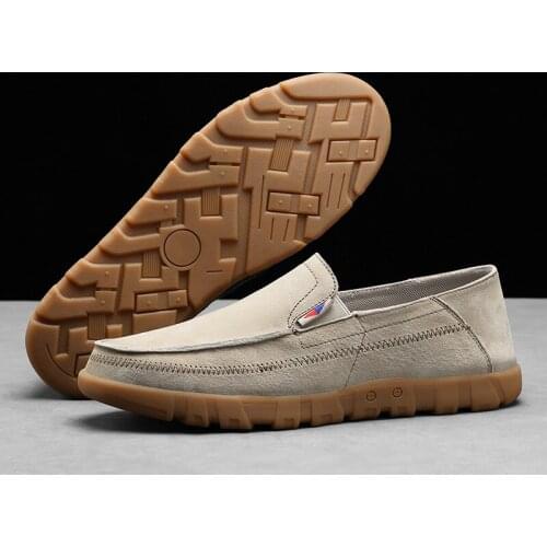 Suede Leather Men Loafer Shoes Fashion Mens Slip On Shoes Male Casual Flats Man Leisure Walk Driving Footwear Comfortable Loafer