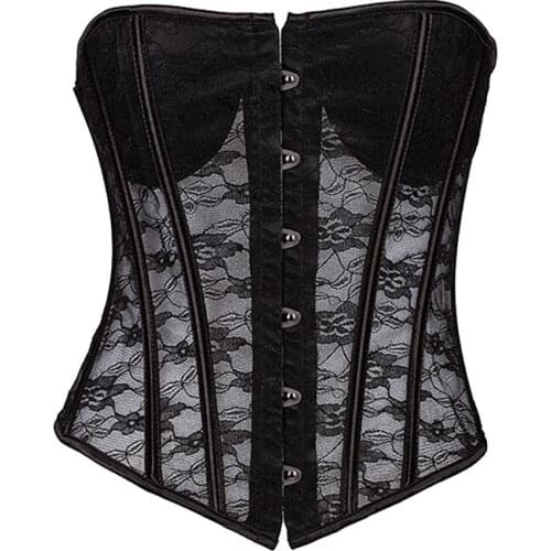 Lace Corset Mujer Sexy Gothic Bustier Top Corpetes Steel Buckle Push Up Bustiers Wedding Lingeri Embroidery Padded Cup карсет