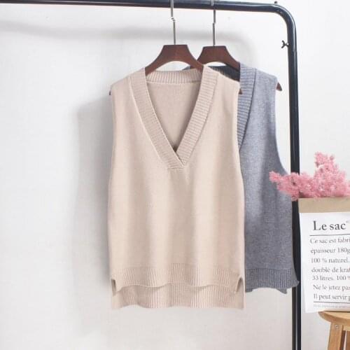 7 Candy Colors Fashion Korean Style V-neck Cute Knitted Sleeveless Vest Sweaters Womens Pullovers Womens Spring And Autumn 2021