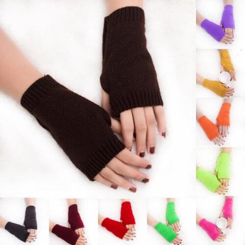 1Pair Winter Knitted Gloves Female Fingerless Gloves Without Fingers Women Cashmere Warm Winter Gloves Hand Wrist Warmer