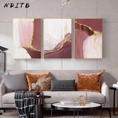 Golden Red Modern Abstract Painting Canvas Poster and Print Nordic Decoration Wall Art Decorative Picture Living Room Home Decor