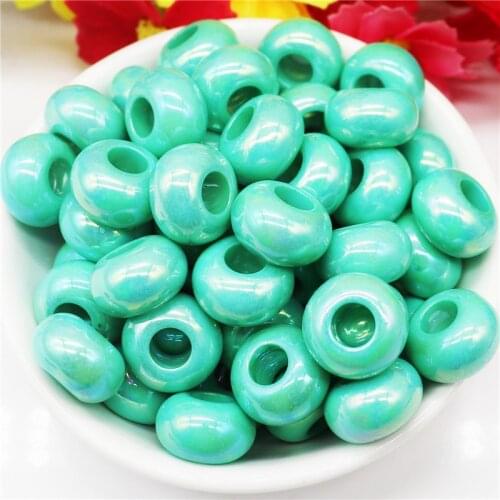 10 Pcs Blue White Gold Color Charm Murano Large Hole Beads Charms fit European Pandora Style Charm Bracelets Necklaces Jewelry