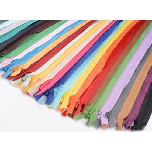 100 pieces brand invisible zippers 25cm-40mm plastic invisible zipper for clothing closure tail zipper skirt cushion quilt cover