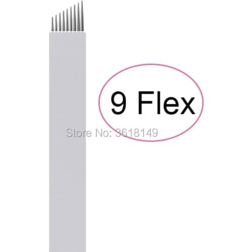 150 pcs Microblading Needles 9 Pin for Permanent Makeup EYEBROW Blades Manual MICROBLADE Pen 3D Embroidery White Tattoo Needle