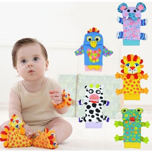 16cm Baby Rattle Sock Infant Cute Cartoon Animal Cotton Early Education Developmental Rattle Sock Soft Toys Mobile Phone Straps