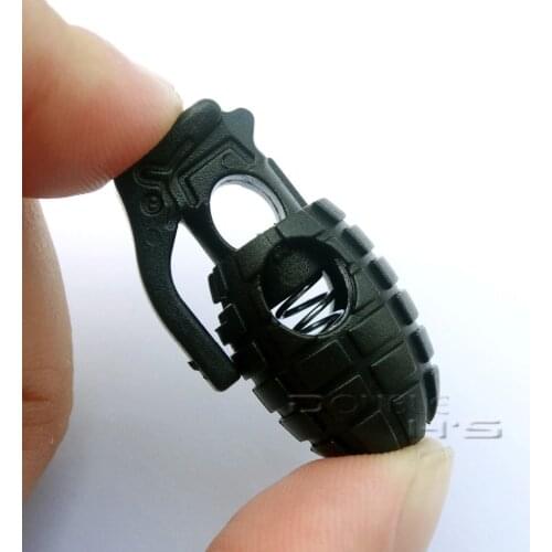 20pcs/lot Grenade Style Plastic Cord Lock Stopper Black For Paracord/Shoe Lace