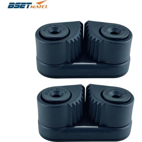 2X Black Composite 2 Row Matic Ball Bearing Rope Cam Cleat Pilates Equipment Marine Boat Fast Entry Wire Fairlead Sailing yacht
