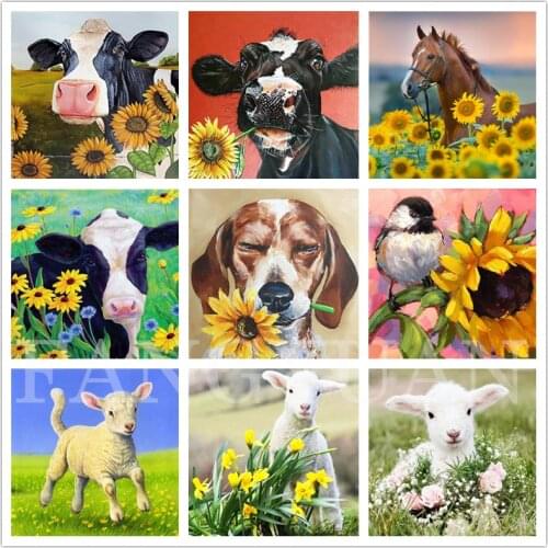 5D Diy Animal Flowers Diamond Embroidery Pinting Full Square Round Rhinestone Embroidery Cross Stitch Kits Wall Art Pictures