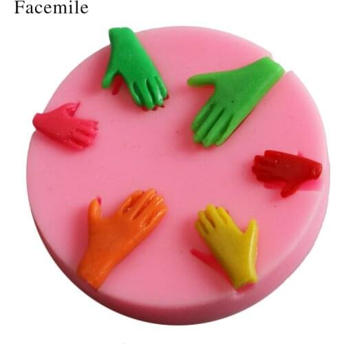6 Hands Fondant Gift Decorating Tools Silicone Mould Fimo Clay Candy Molds Gumpaste Chocolate Moulds