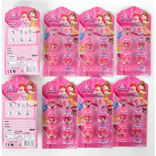 6pcs/set Disney Princess Seal Stamper Children DIY Diary Decorative Painting Scrapbooking Craft Stamps Stationery Party Gift