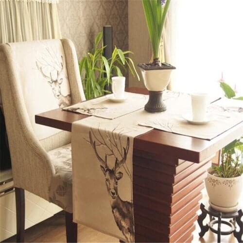 Free Shipping New Blending Lovely Deer Tablecloth Runner Mat Coffee Tea Pad Place Dining Gift Wedding High Quality Cover