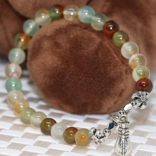 Factory price natural multicolor agat onyx carnelian women bracelet round stone beads 6mm exquisite diy jewelry 7.5inch B1983