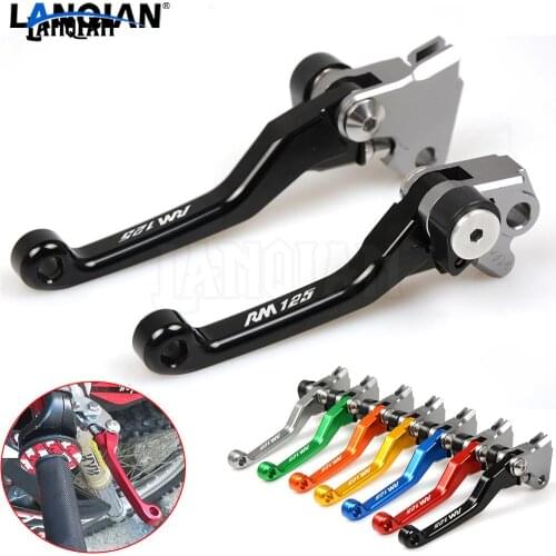 Black CNC Laser Printing Motorcycle Dirt bike Pivot Brake Clutch Levers For SUZUKI RM125 2004-2008 With RM 125 LOGO Accessories