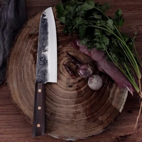 Dengjia Forged 8-Inch Chef Knife Household Kitchen Vegetable Knife Meat Slicer with Hexagonal Wooden Handle