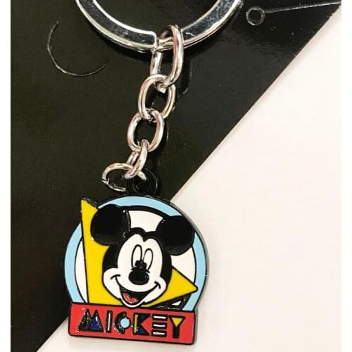 Disney Mickey Anime Action Toy Figures Cartoon Products Accessories Metal Keychain Pendant necklace Ornament Unisex Gifts