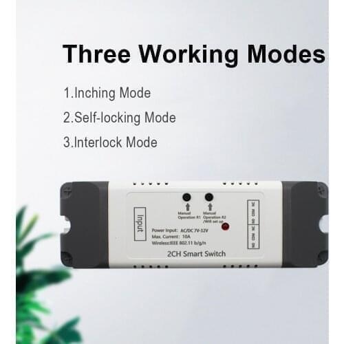 EWelink WiFi 2-Channel Smart Garage Door Opener Controller 433mhz Wall Remote Switch Receiver Voice Control Alexa