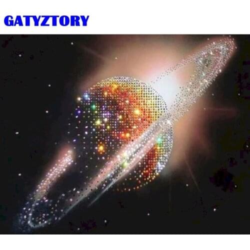 GATYZTORY Full Square /Round Diamond Painting Space Planet 5D Embroidery Landscape Home Decoration Diamond Art Mosaic Handma