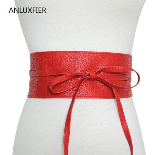 H9856 Women Leather Belt Strap Waist Seal Lady Fashion Simple Bowknot Decoration Wide Waistband Girl Casual Solid Color Girdle
