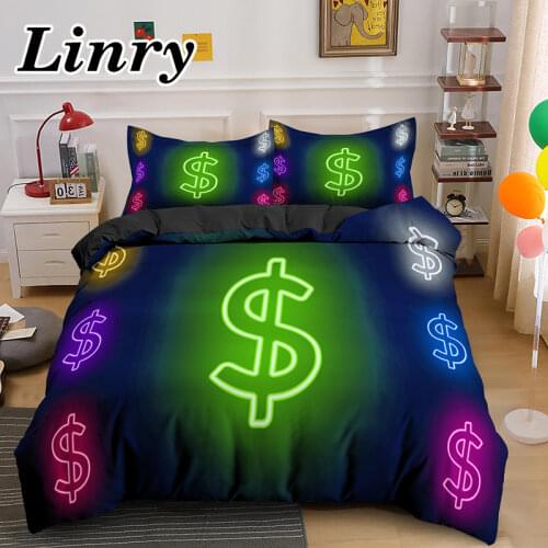 3D Modern Bedding Set Queen King Size Dollar Motif Printed Duvet Cover Set 2/3pcs Money Pattern Bed Set Dropshipping Bed Linen