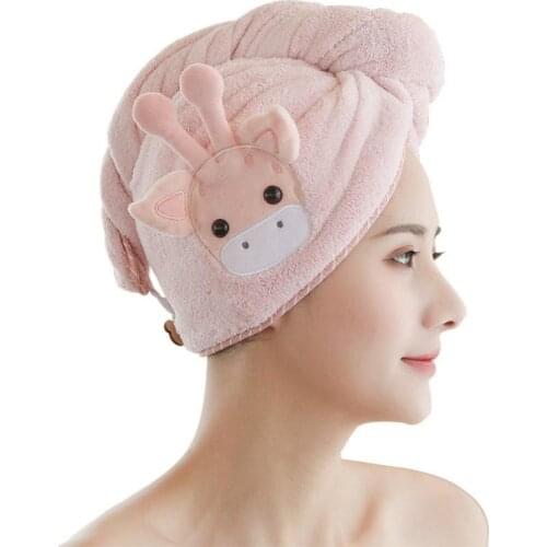 Coral Velvet Thickened Shower Cap Cute Microfiber Hair Quick Drying Dryer Towel Bath Wrap Cap Turban Dry Shower Cap Hair Bonnet