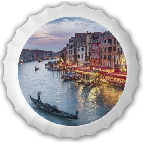 Bottle Caps Metal Tin Signs Cafe Beer Bar Decoration Plat Venice Sunset Vintage Retro Style Beer Cap Wall Decor Diameter