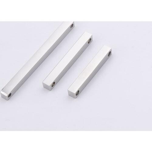 Stainless Steel Two Holes Rectangle Tag Mirror Polish 3D Solid Pendant 5*35/40/60mm Jewelry Making Accessories Wholesale 10pcs