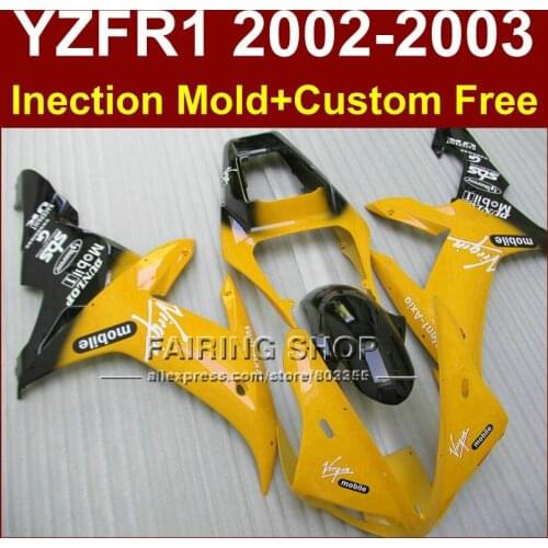Hot sale mobile Yellow custom fairing for YAMAHA bodyworks 02 03 YZF1000 YZF R1 2002 2003 yzf r1 body parts Aftermarket +7gifts