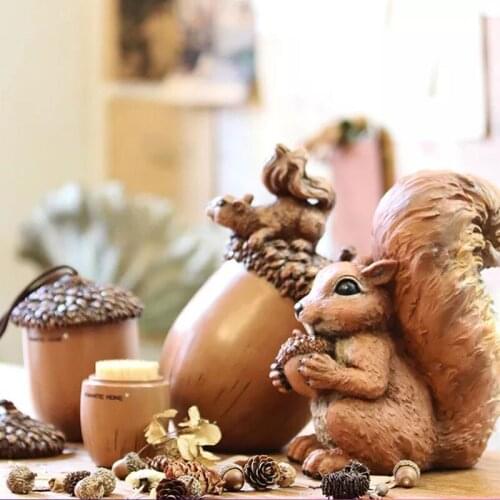 8*22cm Lovely Cartoon Squirrel Wooden Piggy Bank Retro Accessories Money Boxes Creative Resin Crafts Birthday Gift For Kids