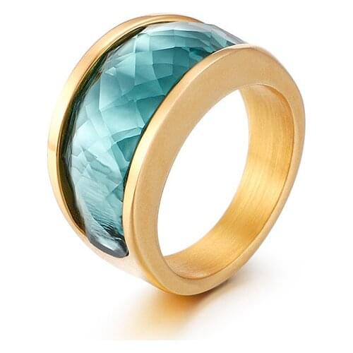 Fashion Glass Crystal Ring for Woman Girl Stainless Steel Rings Charm Finger Jewelry