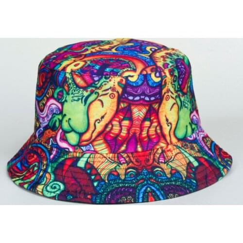 Cartoon Colorful Print Fisherman Hat Street Hipster Basin Hat Folding Casual Sunscreen Hat Outdoor Shade Hat