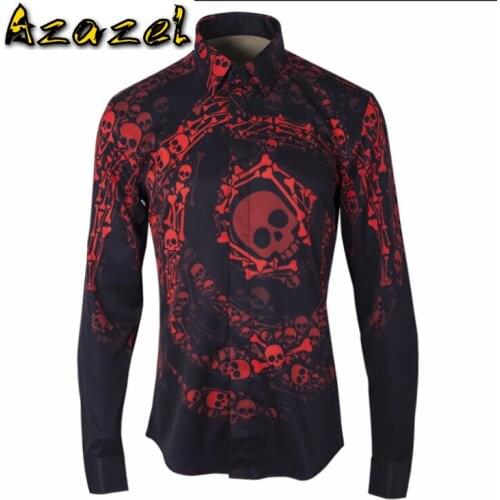 Azazel Men Shirts Luxury Allover Printing Long Sleeve Mens Shirts Stylish Casual Slim Mens Dress Shirts Plus Size 4xl Man Shirts