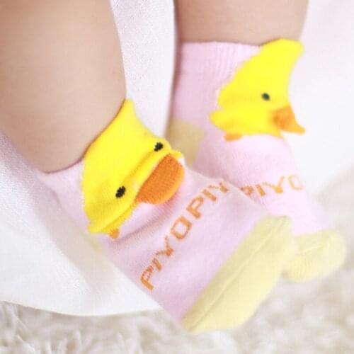 New Duck Cartoon Cotton Socks Cute Baby Sock Boy Girl Cartoon Cotton Socks Newborn Infant Toddler Socks 3 Pairs/pack 0-3Y