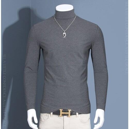 Autumn Winter Mens T-Shirt Velvet Warm Modal Cotton Tshirt