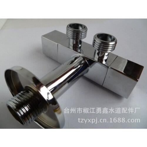 Full copper square three-way angle valve into the two out of the double water dual switch toilet rinse spray gun multi-function