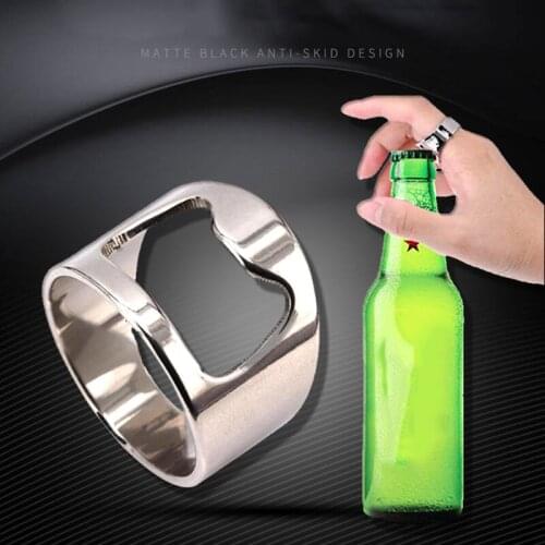 Colorful Stainless Steel Finger Ring-shape Bottle Beer Cap Opening Multi-function Portable Beer Bottle Opener Remover Bar Tool