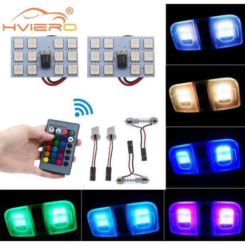 T10 RGB 5050 12SMD Atmosphere Lamp Turn Signal License Plate Led Brake Auto Car Trunk Rgb Interior Reading Dome Festoon Light
