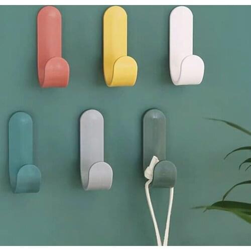 4pcs/set J Shape Multi Purpose Wall Hook ABS Plastic Door Hanger Hat Self Adhesive Nordic Style Home Decoration Key Holder