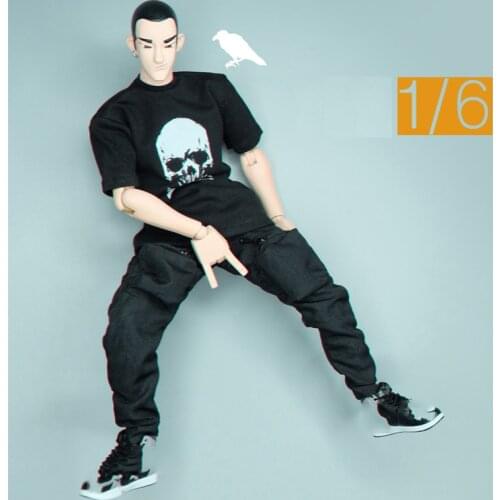 In Stock CROWTOYS 1/6th Fashion Black Short Sleeves Top Pants Model For 12inch Doll Soldier Collection
