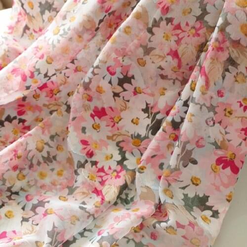 Small daisy jacquard chiffon fabric fashion Dress Fabric Skirt Party Decorator summer dress cloth patchwork material 150*100cm
